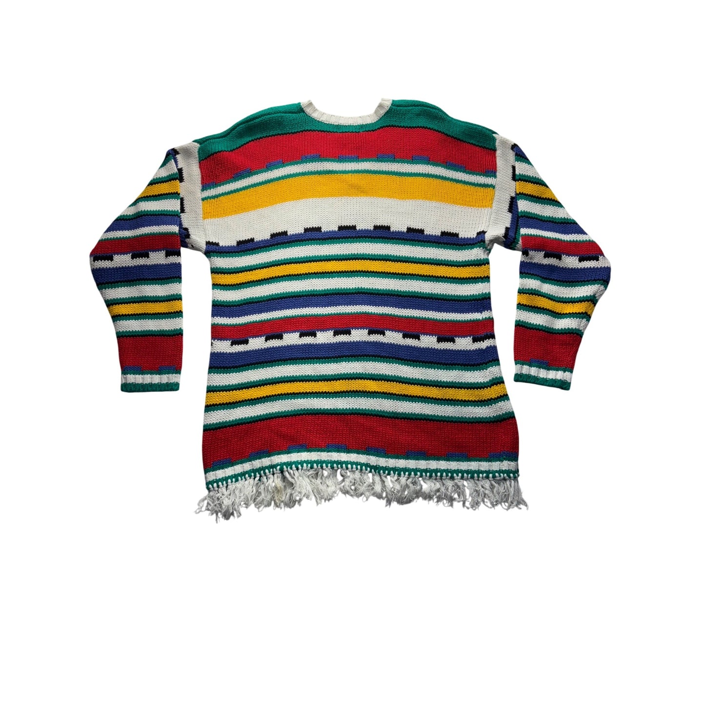Vintage Boundary Waters Striped Fringe Sweater #7673