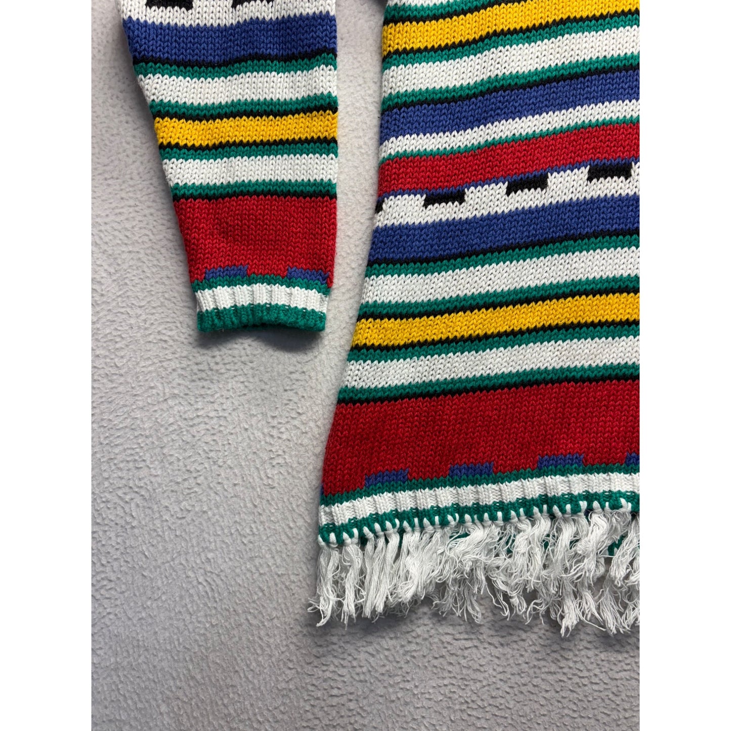 Vintage Boundary Waters Striped Fringe Sweater #7673