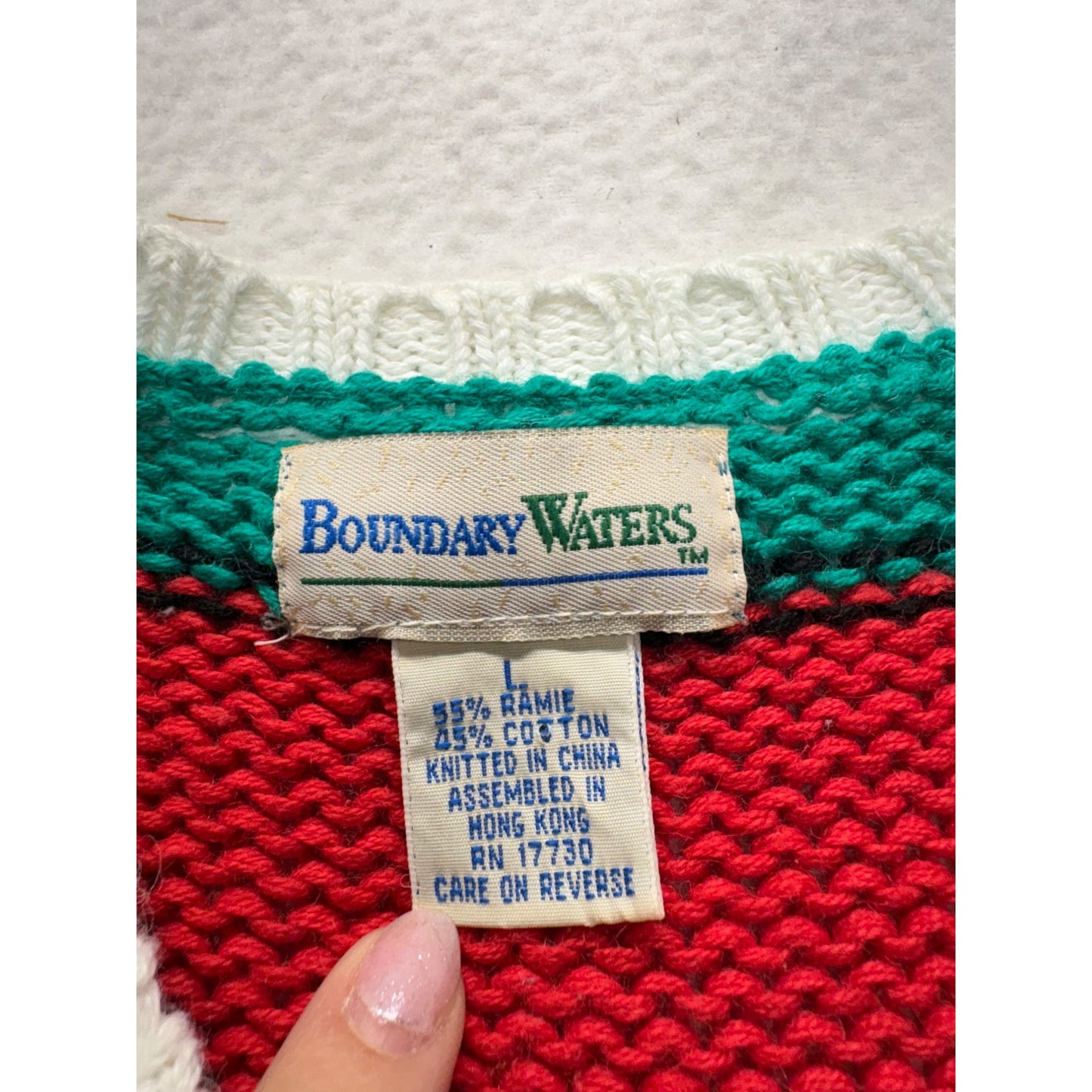 Vintage Boundary Waters Striped Fringe Sweater #7673
