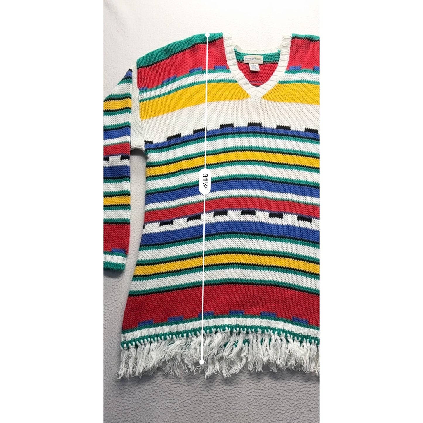 Vintage Boundary Waters Striped Fringe Sweater #7673