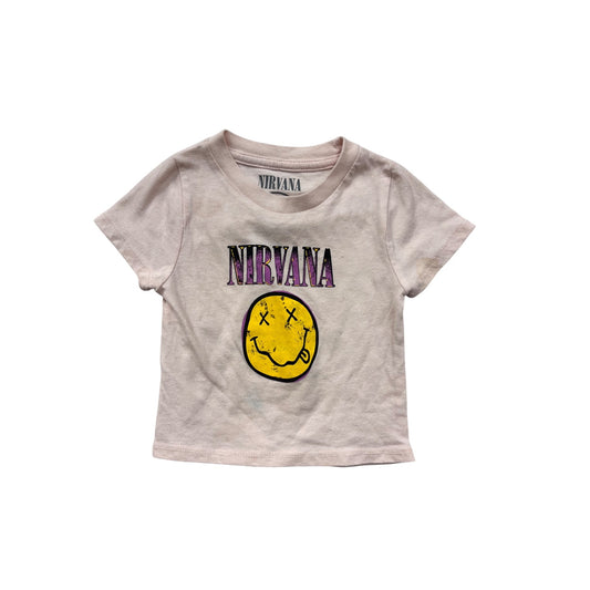 Nirvana Baby Tee 18M Pink With Smiley Face Graphic #8116