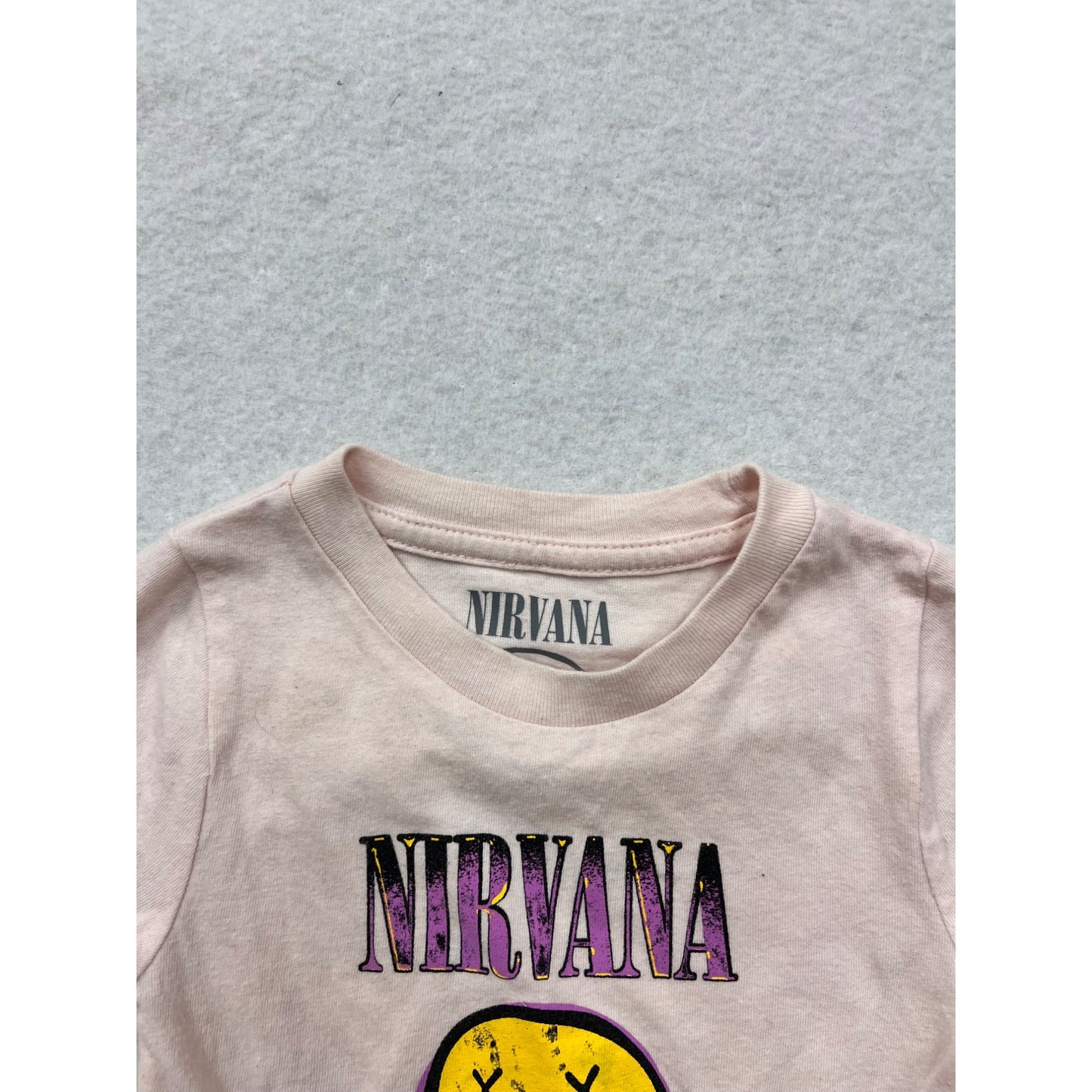 Nirvana Baby Tee 18M Pink With Smiley Face Graphic #8116