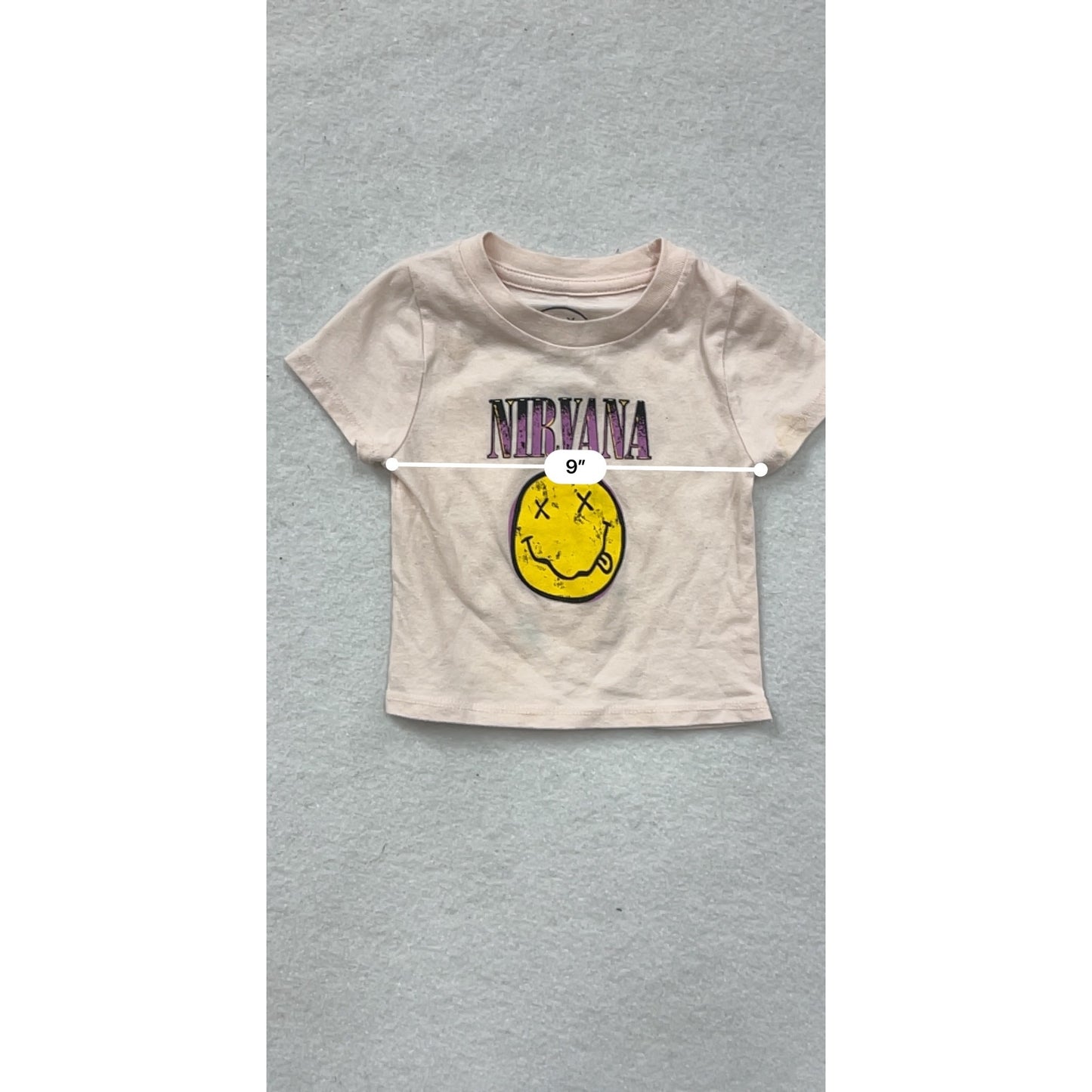 Nirvana Baby Tee 18M Pink With Smiley Face Graphic #8116