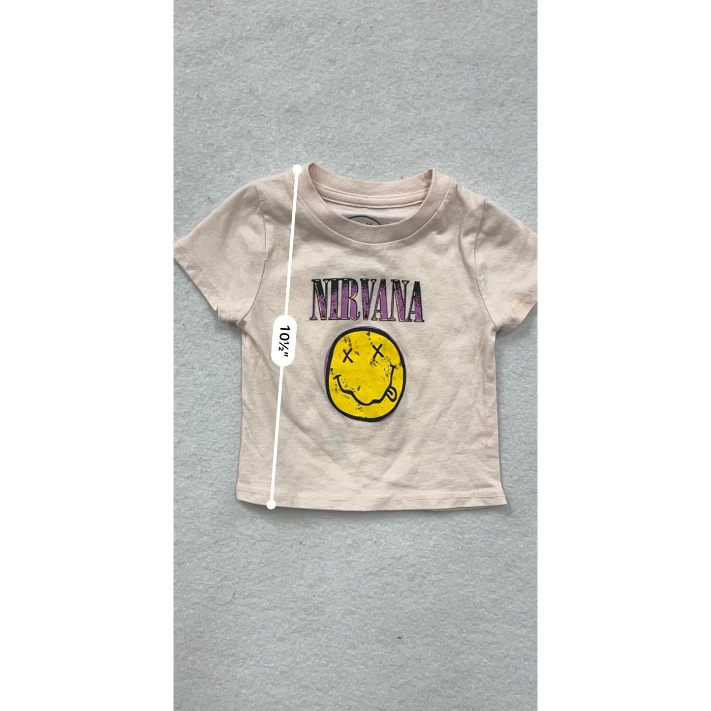 Nirvana Baby Tee 18M Pink With Smiley Face Graphic #8116