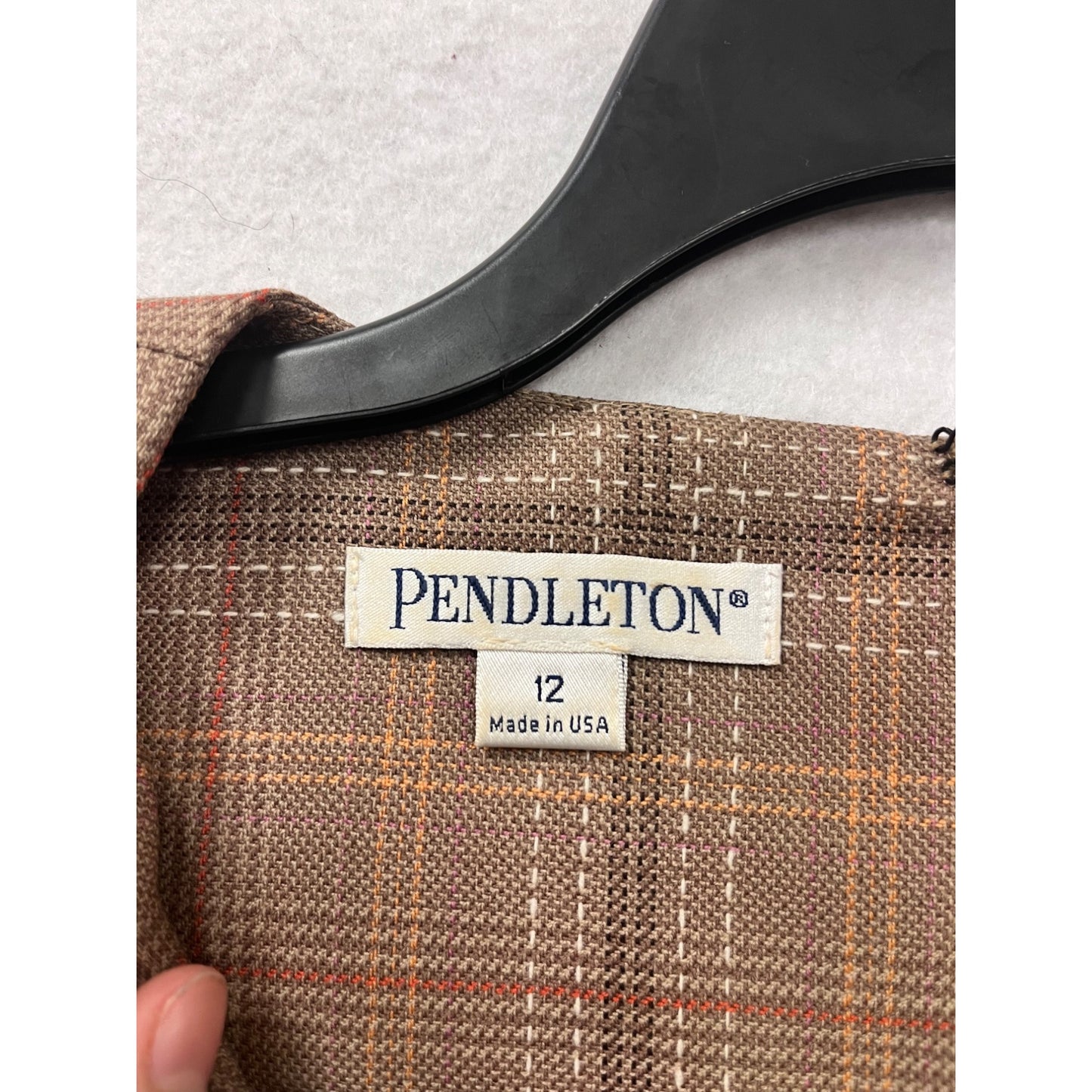 Pendleton Wool Plaid Sheath Dress Size 12 Brown Sleeveless Made In USA #8334