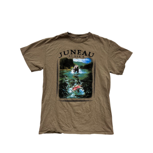 Juneau Alaska Graphic T-Shirt Brown Size L #243A