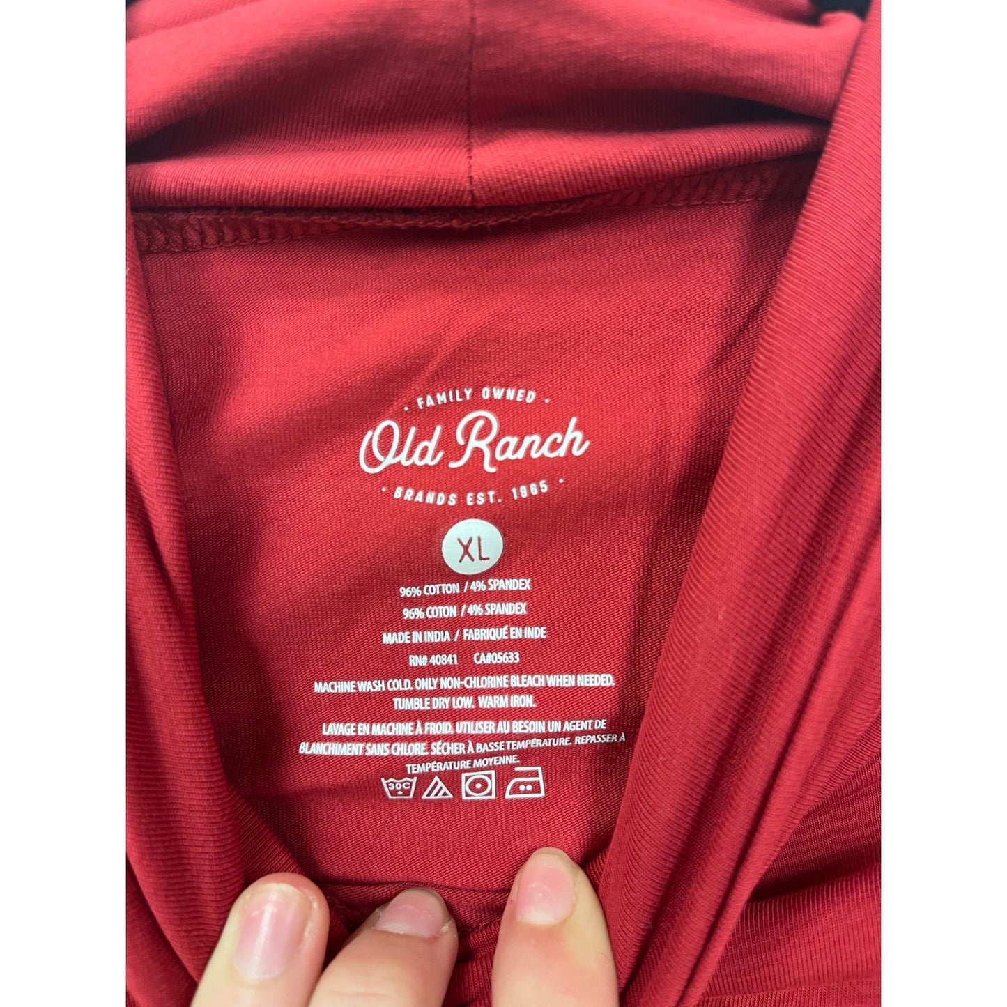 XL Red Old Ranch Long-Sleeve Cotton Turtleneck Shirt #8526