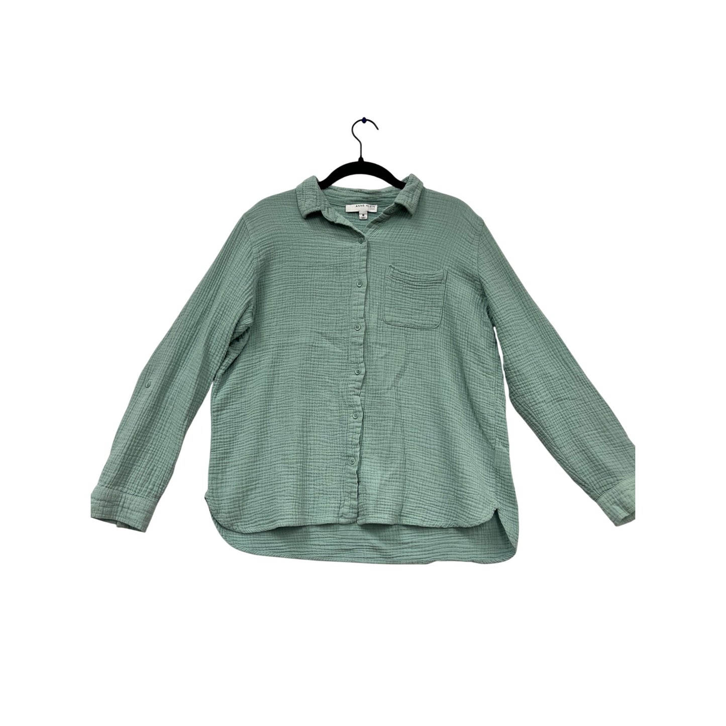 Anne Klein Jeans Button-Up Shirt M Green #478A