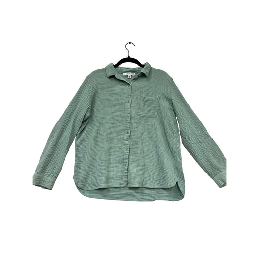 Anne Klein Jeans Button-Up Shirt M Green #478A