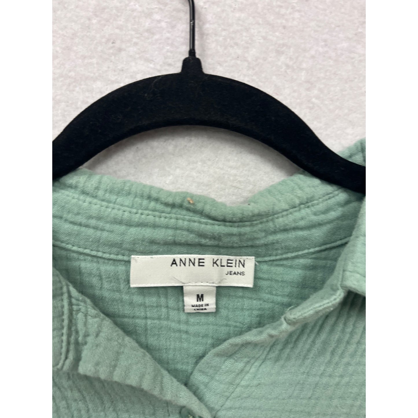 Anne Klein Jeans Button-Up Shirt M Green #478A