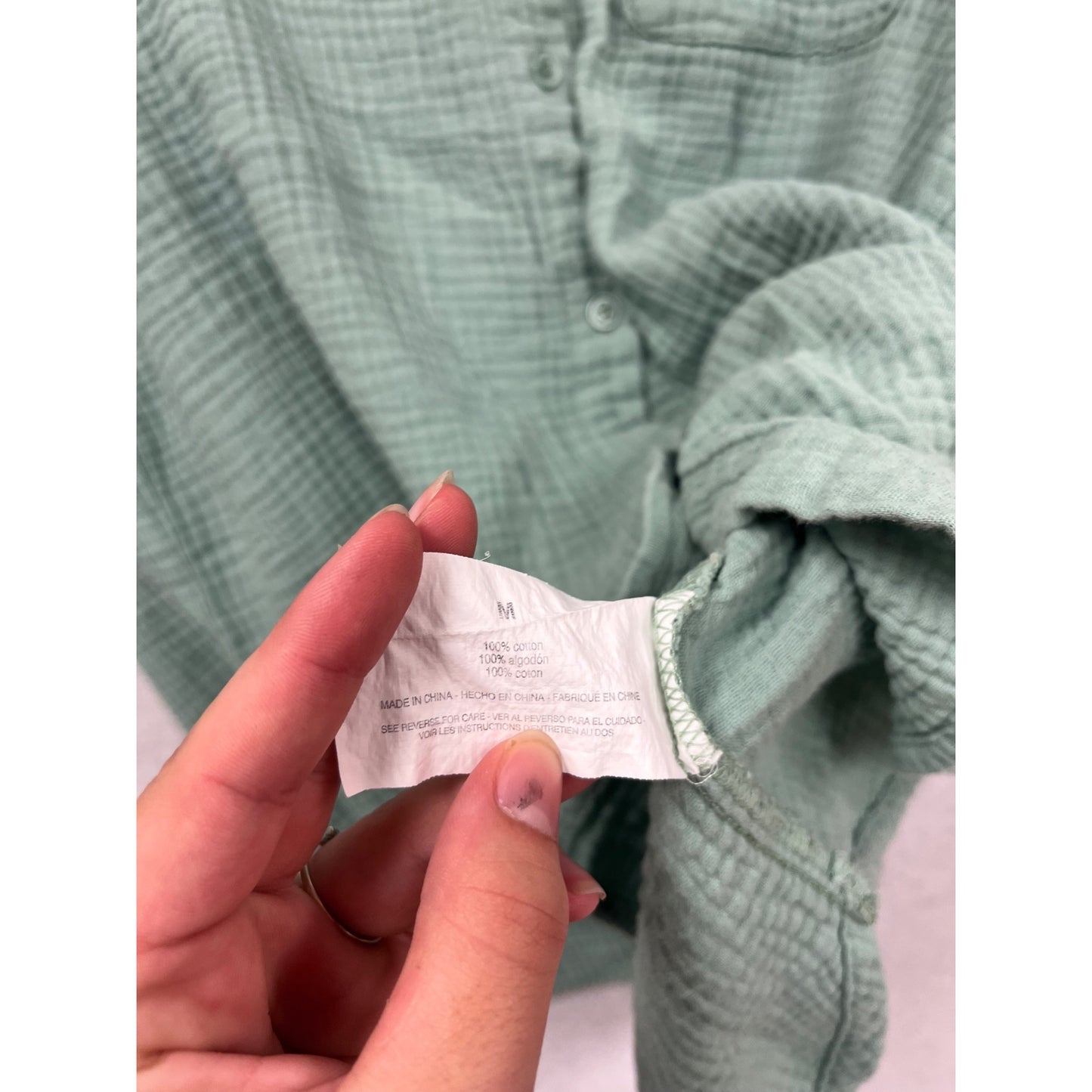 Anne Klein Jeans Button-Up Shirt M Green #478A