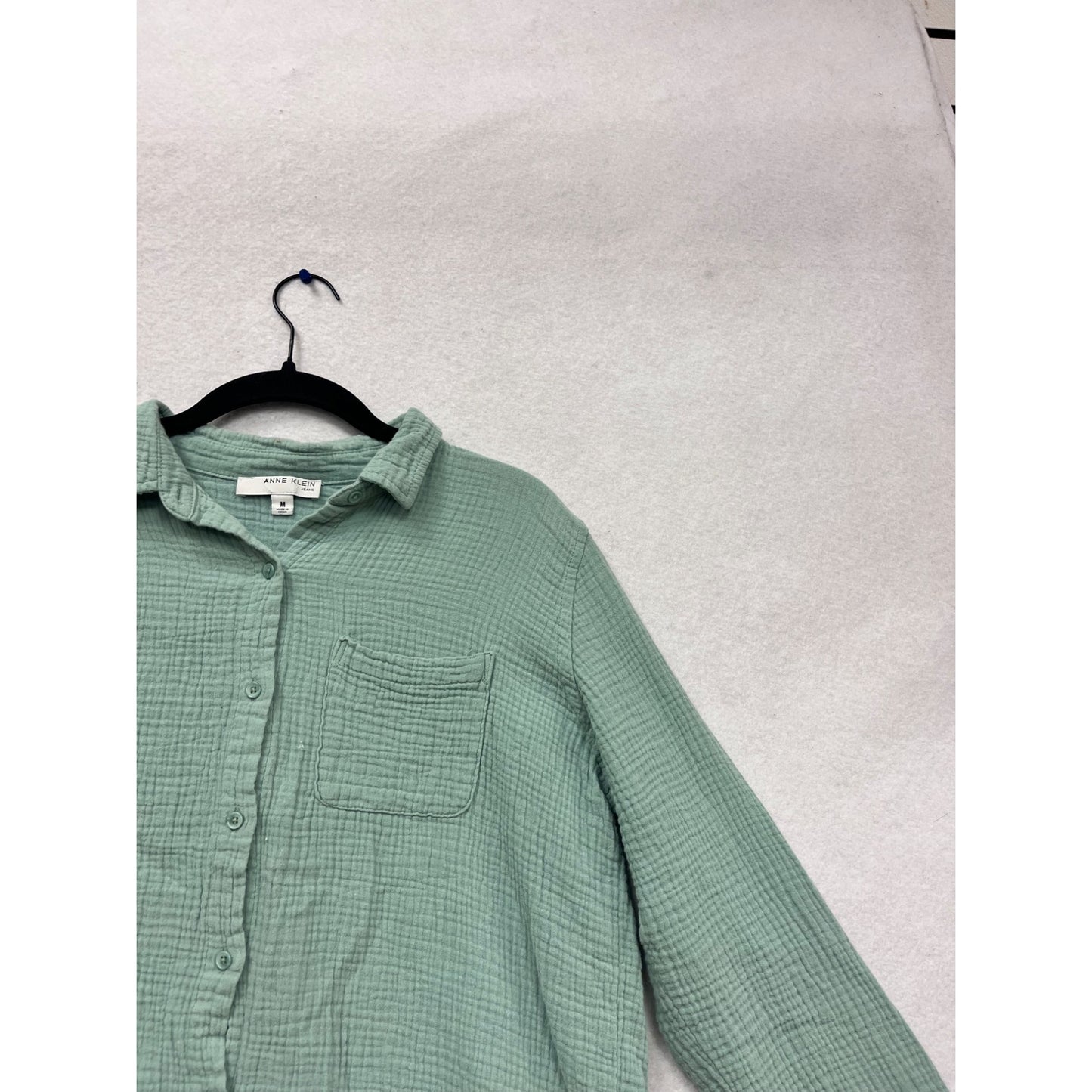 Anne Klein Jeans Button-Up Shirt M Green #478A