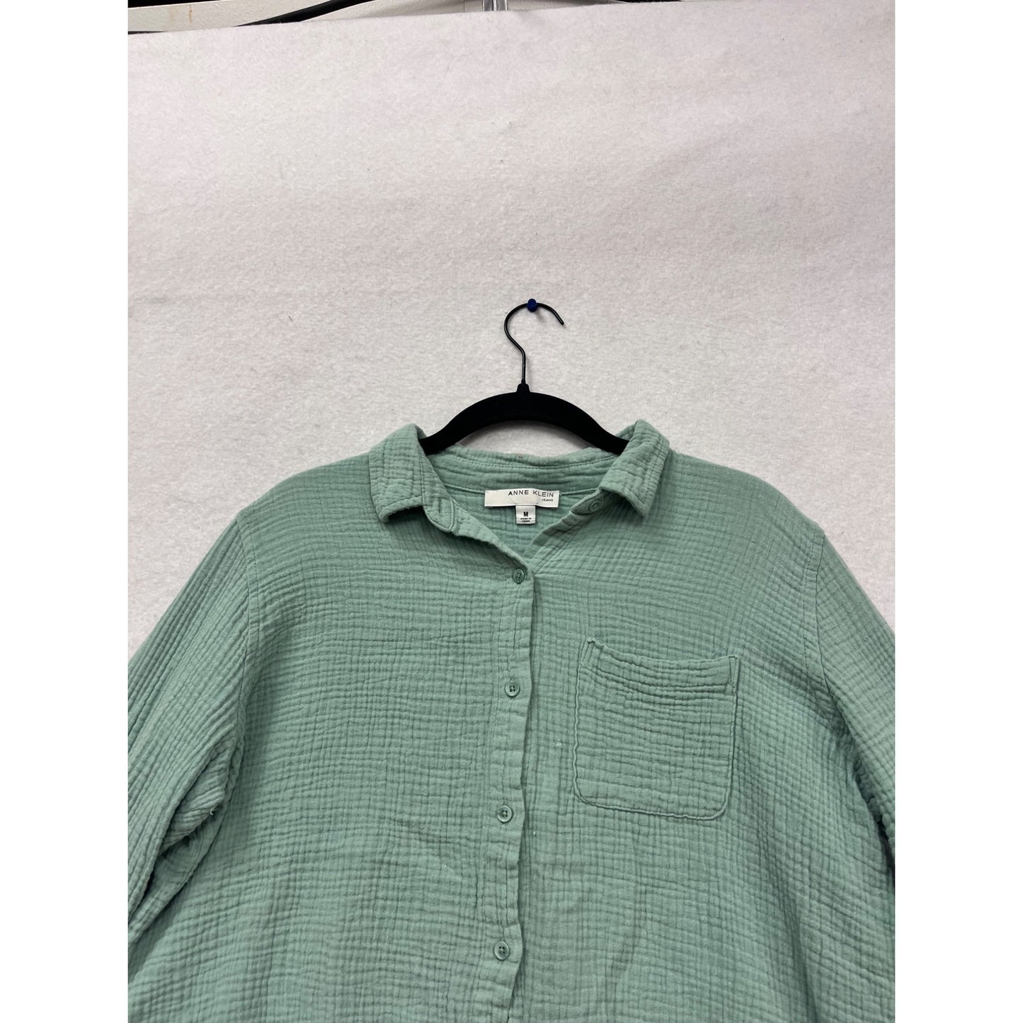 Anne Klein Jeans Button-Up Shirt M Green #478A
