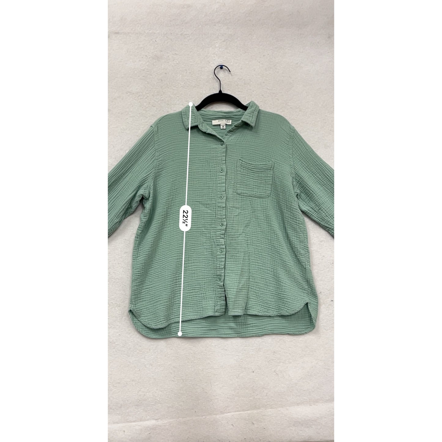 Anne Klein Jeans Button-Up Shirt M Green #478A