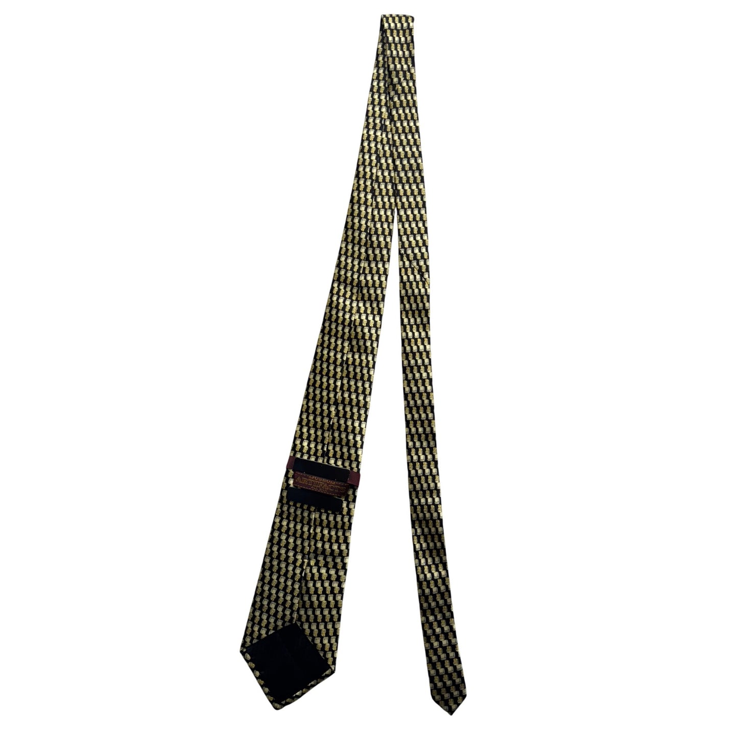 Museum Artifacts All Silk Handmade Tie With Gold Bucket Pattern 395B