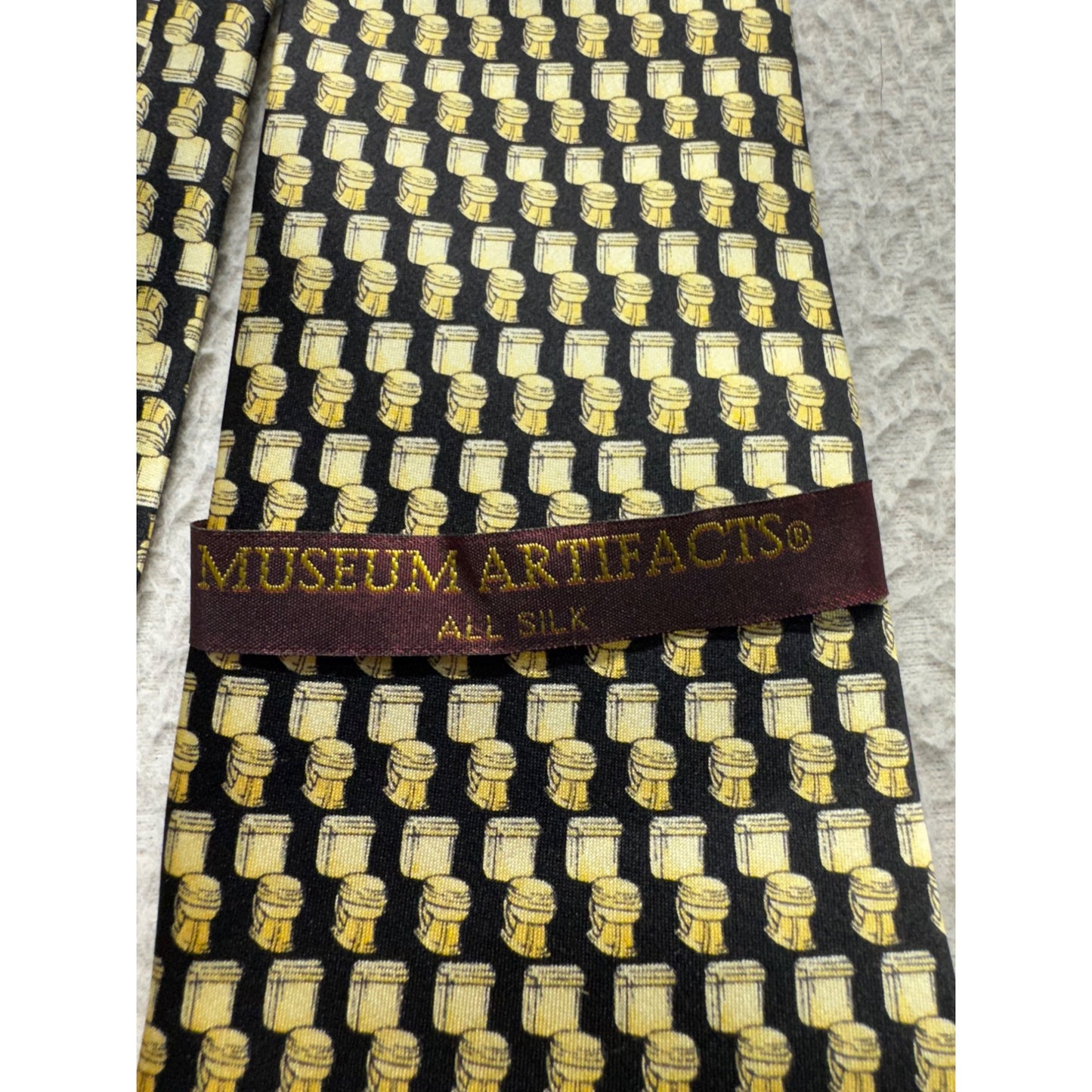Museum Artifacts All Silk Handmade Tie With Gold Bucket Pattern 395B