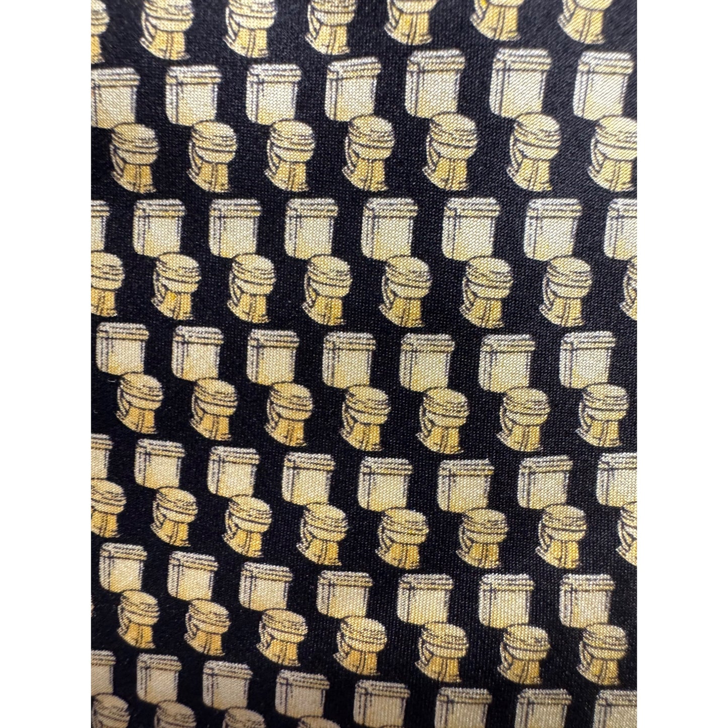 Museum Artifacts All Silk Handmade Tie With Gold Bucket Pattern 395B