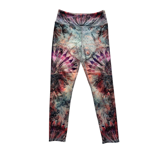 Evolution & Creation S Multicolor Tribal Feather Print Leggings 282B