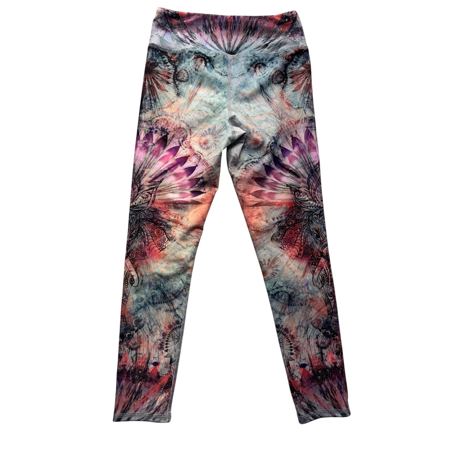Evolution & Creation S Multicolor Tribal Feather Print Leggings 282B