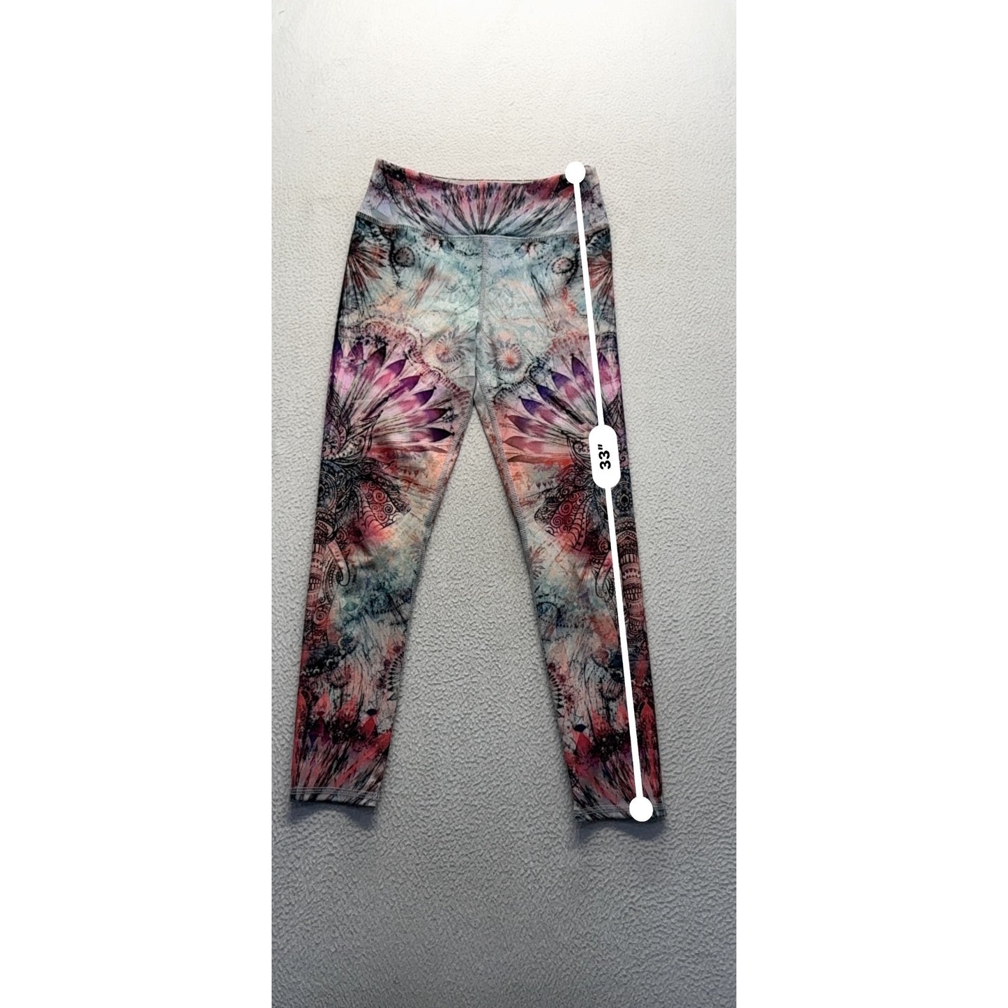 Evolution & Creation S Multicolor Tribal Feather Print Leggings 282B