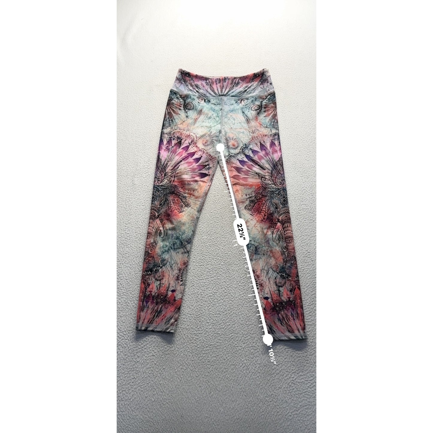Evolution & Creation S Multicolor Tribal Feather Print Leggings 282B