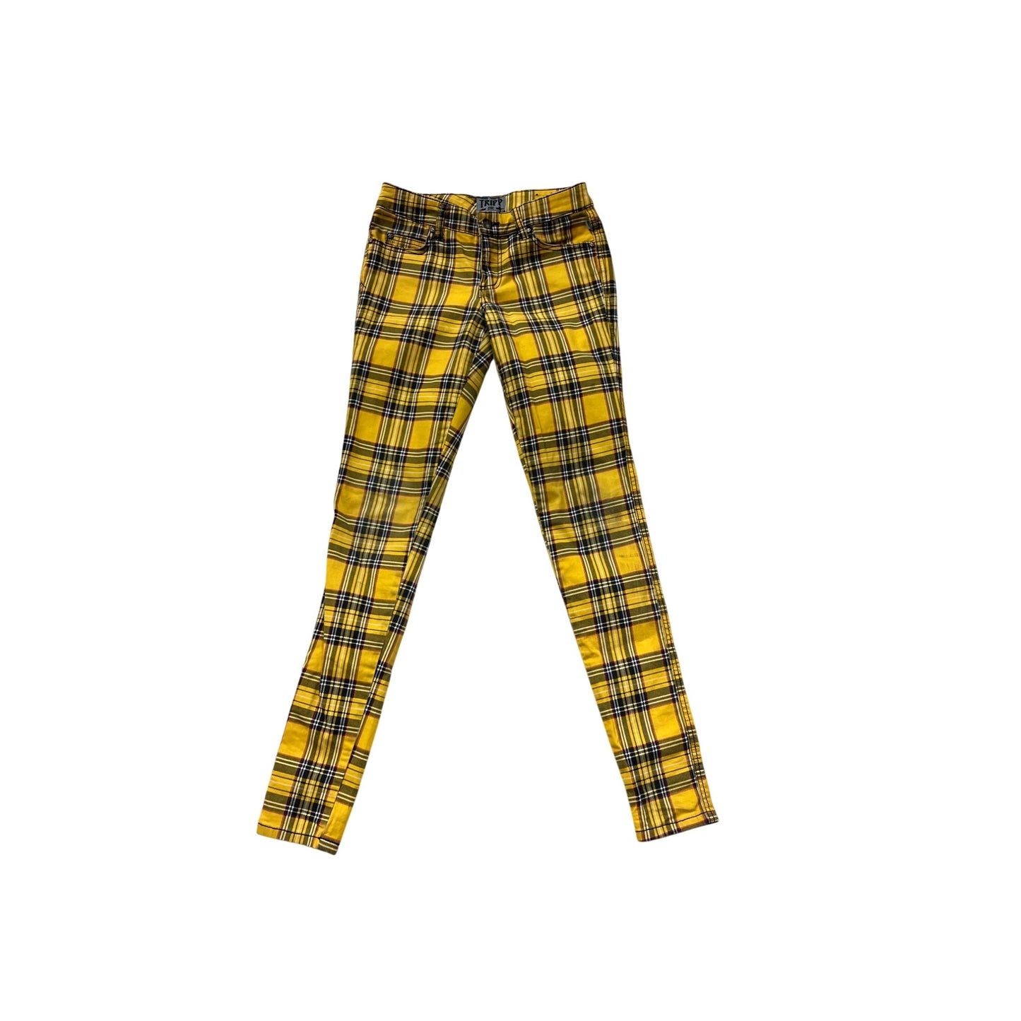 Tripp NYC Yellow & Black Plaid Skinny Pants Womens Size 25 (US 1) #8929