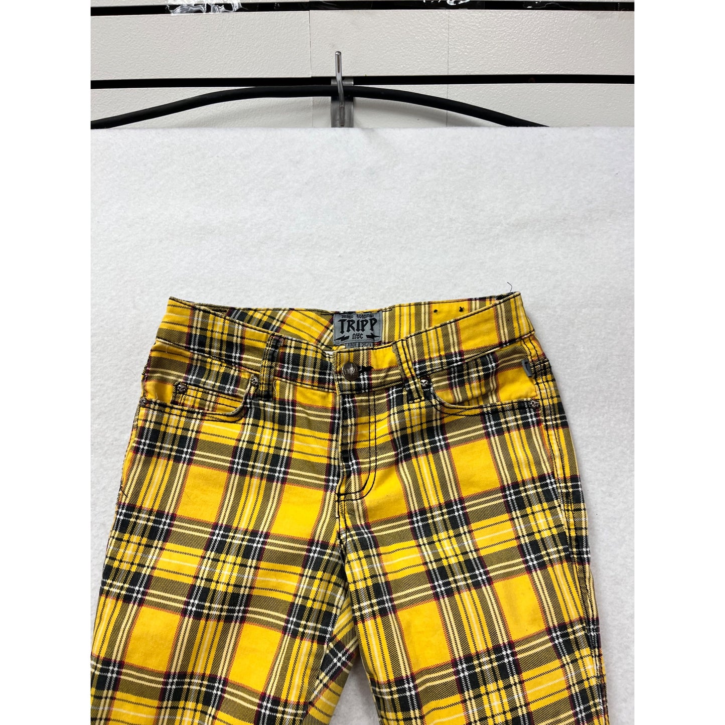 Tripp NYC Yellow & Black Plaid Skinny Pants Womens Size 25 (US 1) #8929