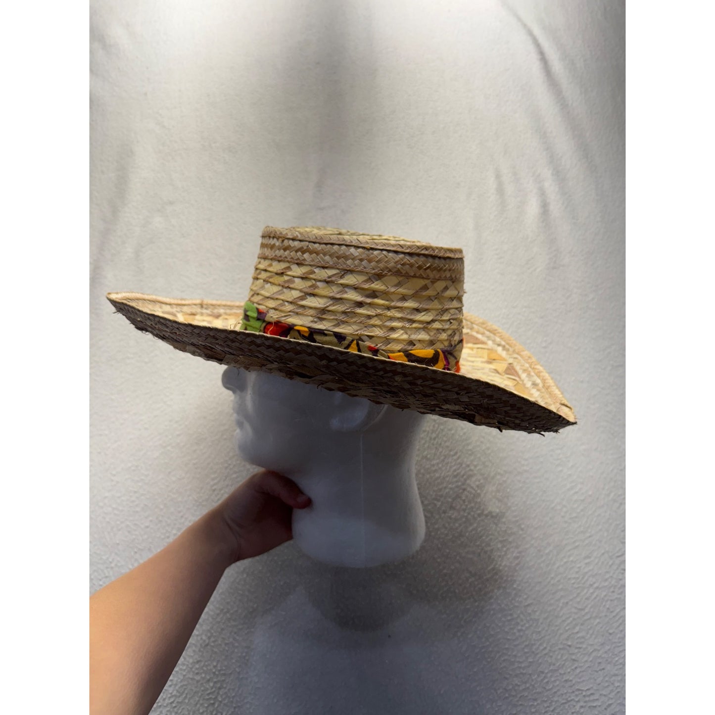 Straw Wide-Brim Hat With Colorful Band Lightweight & Durable Design #9767