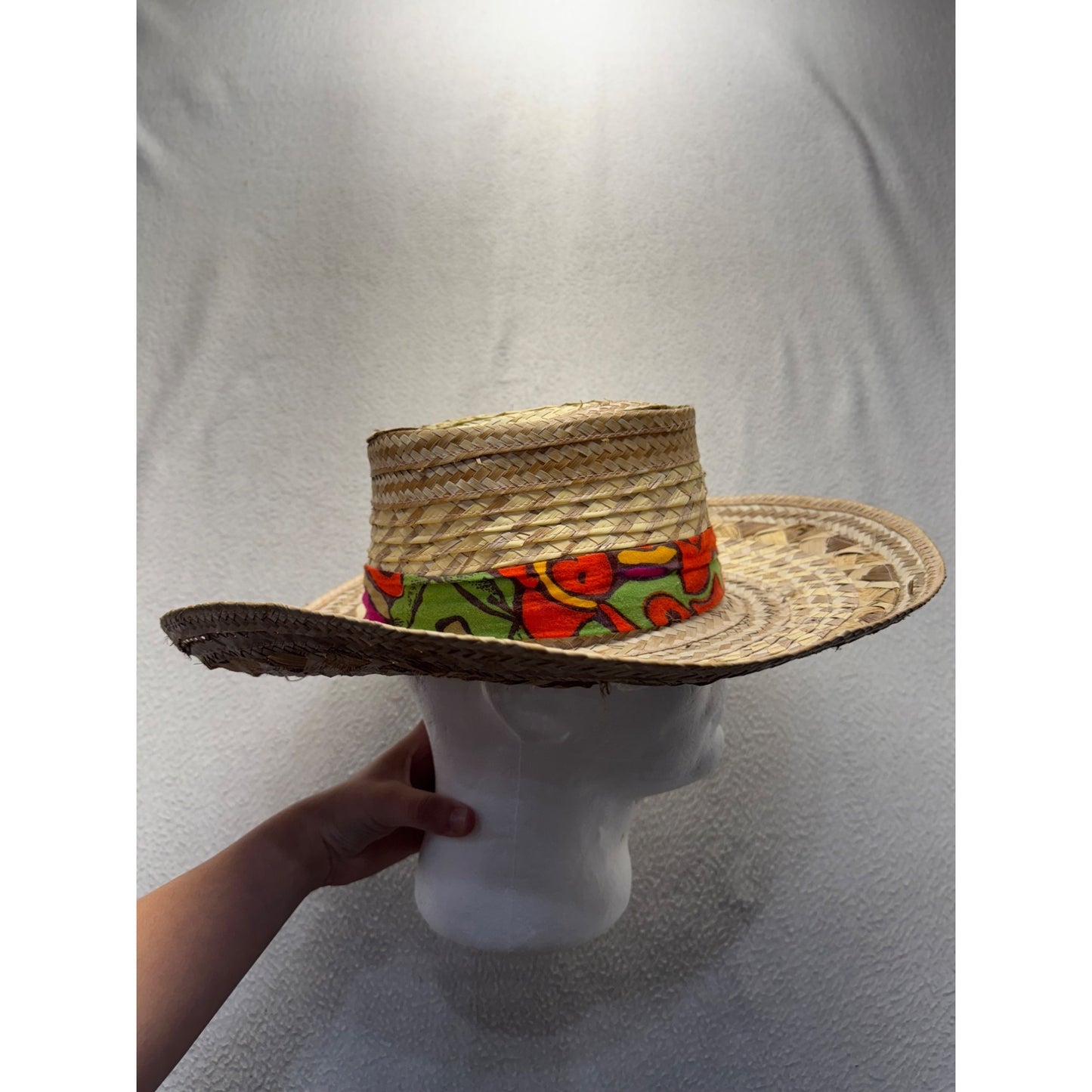 Straw Wide-Brim Hat With Colorful Band Lightweight & Durable Design #9767