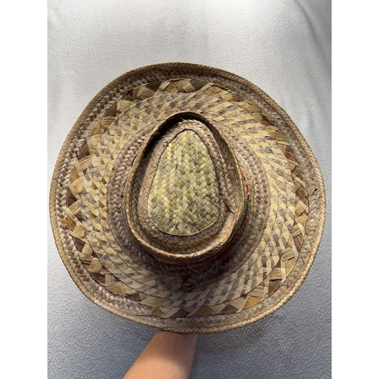 Straw Wide-Brim Hat With Colorful Band Lightweight & Durable Design #9767