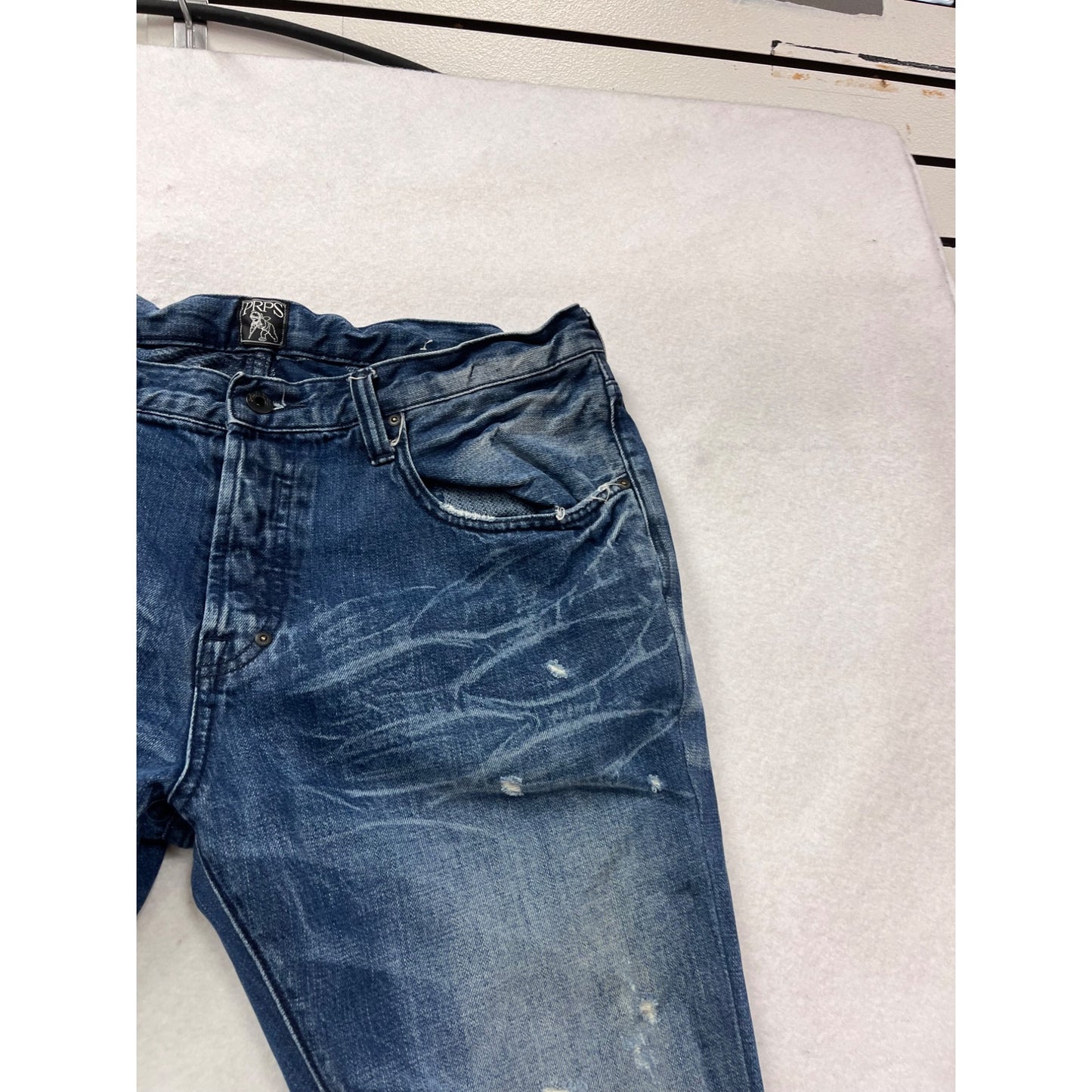 PRPS Distressed Straight Leg Jeans Size 38 Blue Denim #789A