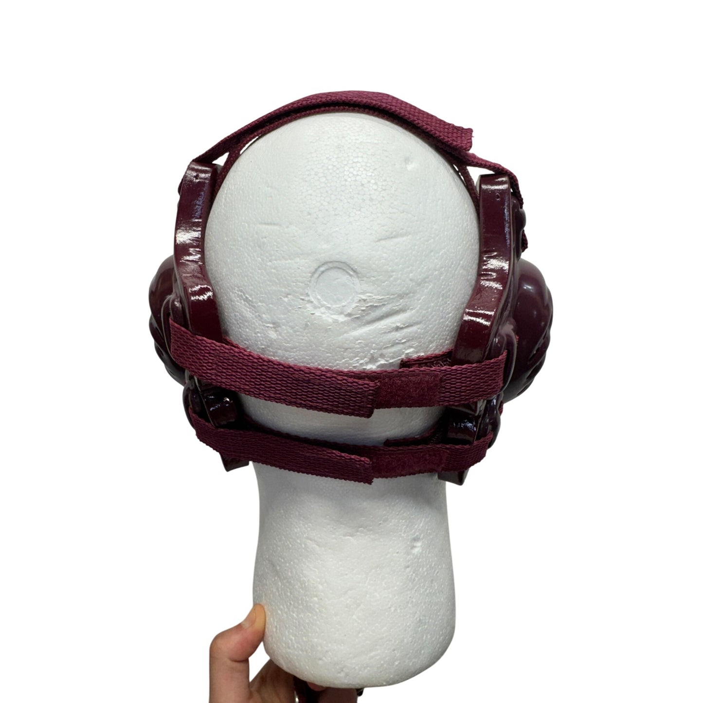 Wrestling Headgear With Chin Cup Adjustable Straps Maroon/Yellow Durable #9954