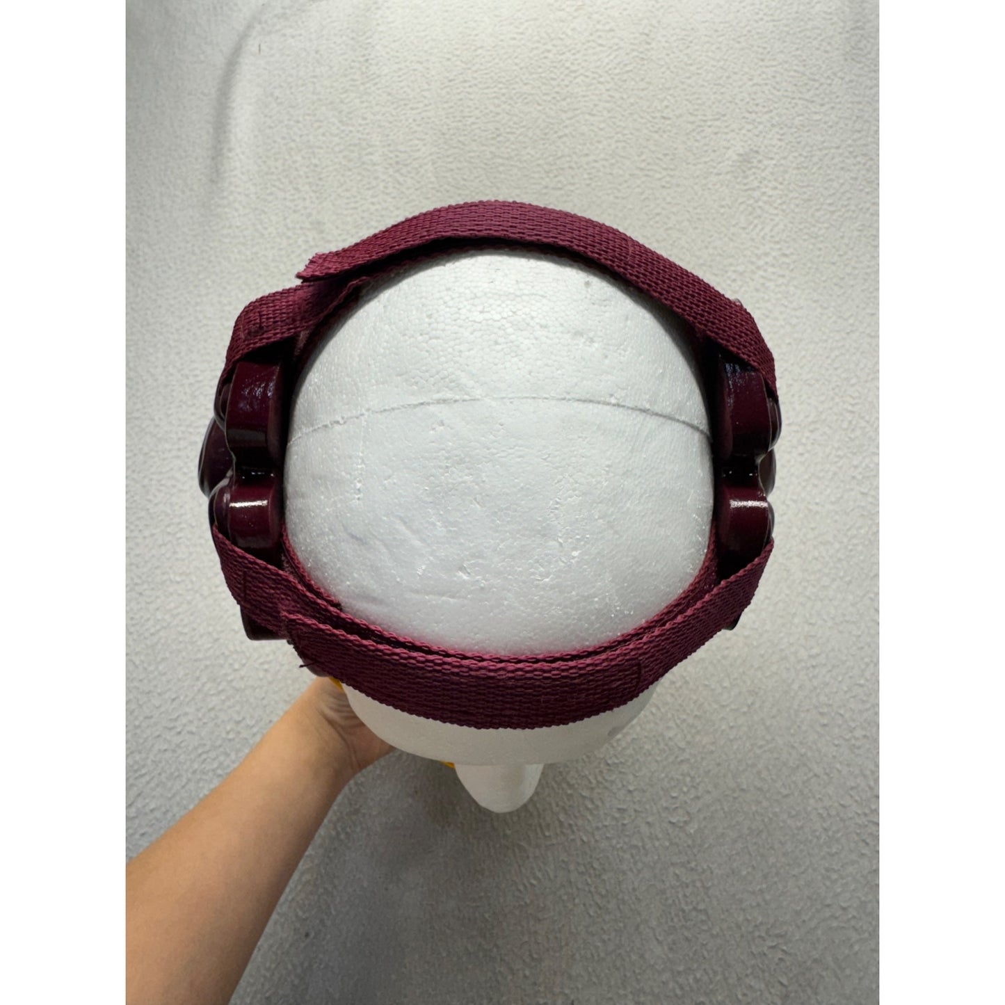 Wrestling Headgear With Chin Cup Adjustable Straps Maroon/Yellow Durable #9954