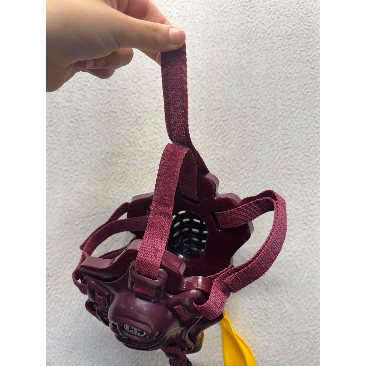 Wrestling Headgear With Chin Cup Adjustable Straps Maroon/Yellow Durable #9954