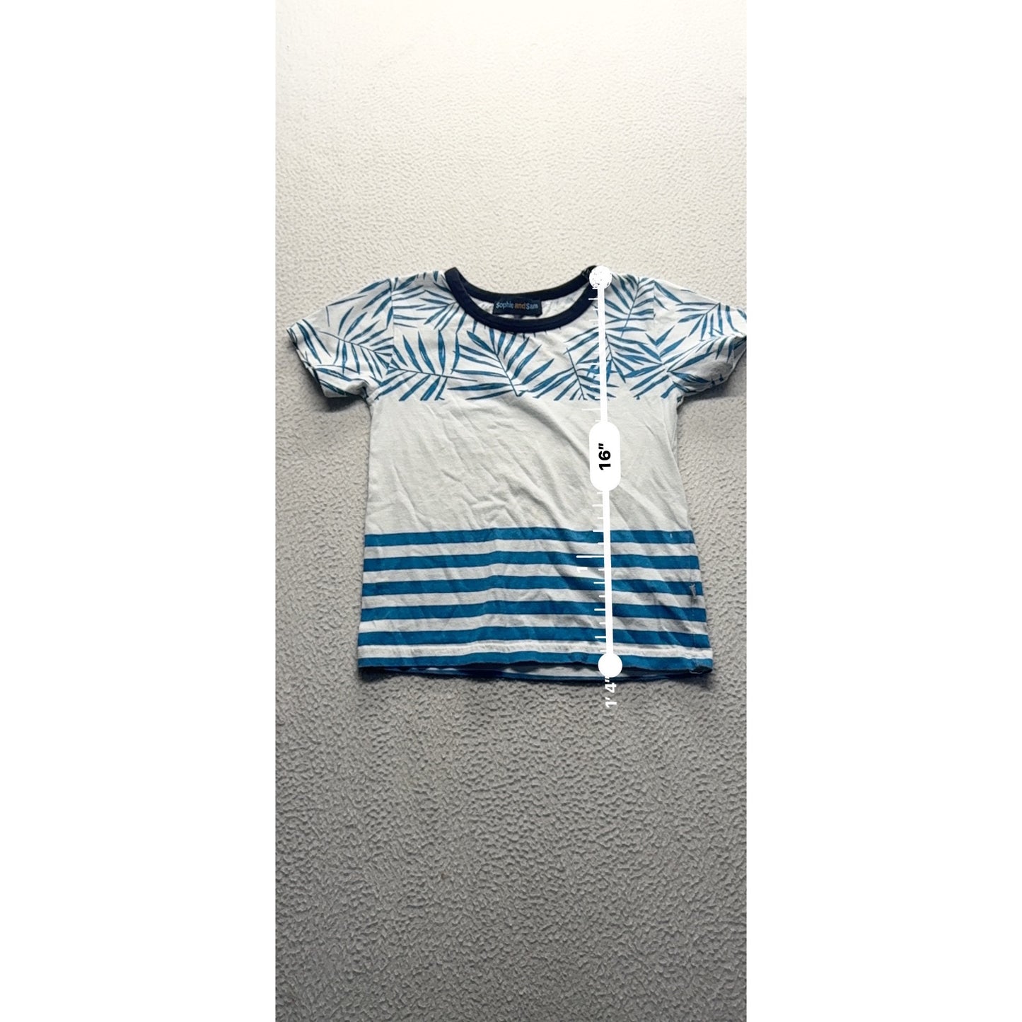 Sophie & Sam Boys Cotton Palm Leaf & Stripe T-Shirt S #9098
