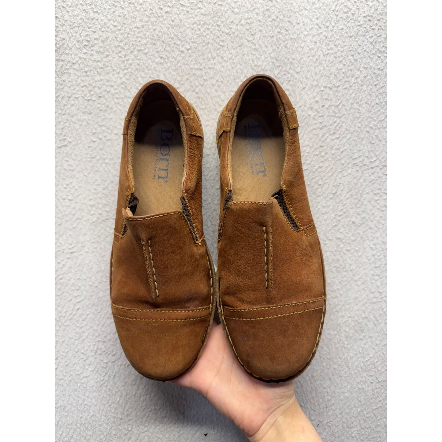 Born Causal Leather Slip On Loafers Comfort Shoes Tan Suede #9645