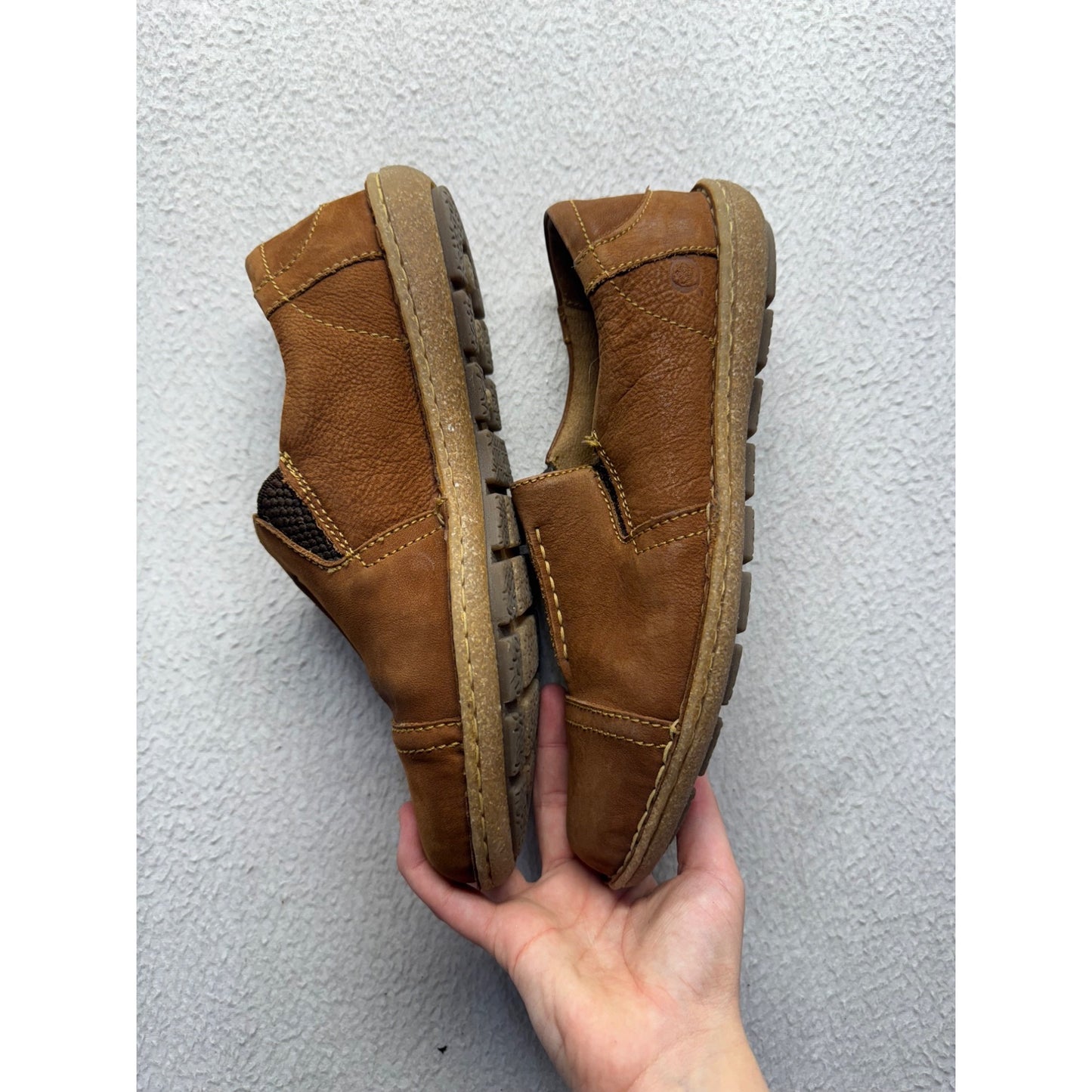 Born Causal Leather Slip On Loafers Comfort Shoes Tan Suede #9645