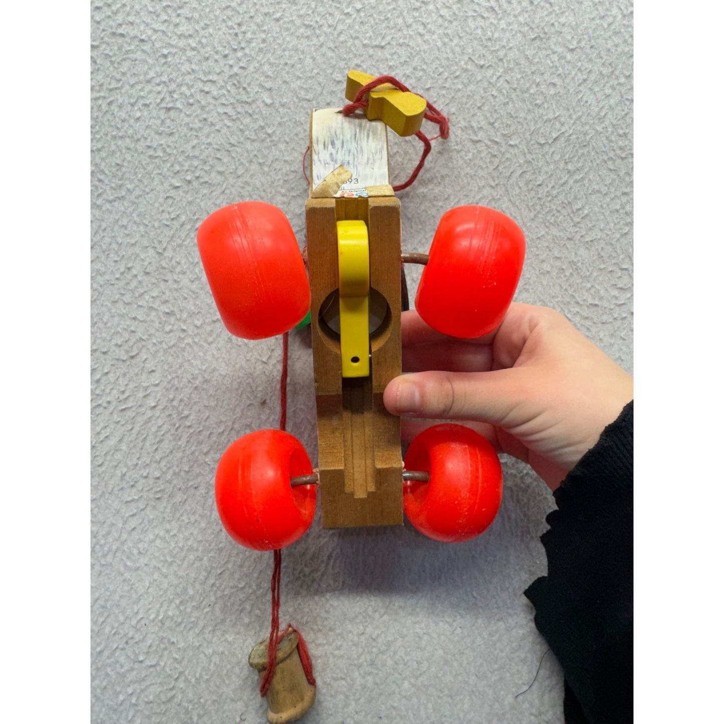 Vintage Fisher-Price Pull Toy Dog 693 With Red Wheels & String #407B