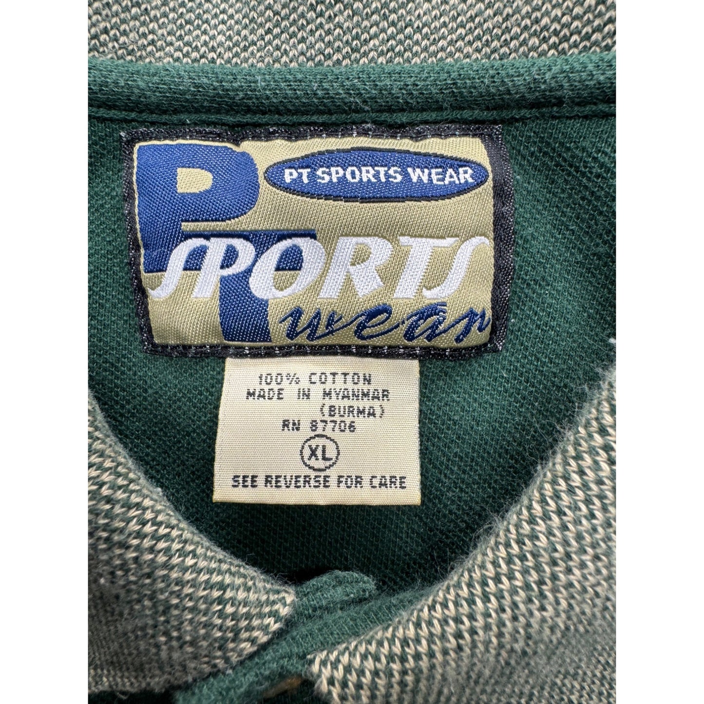 VTG PT Sports Wear Green Polo Shirt Breezy Point Resort Logo XL Cotton #9081