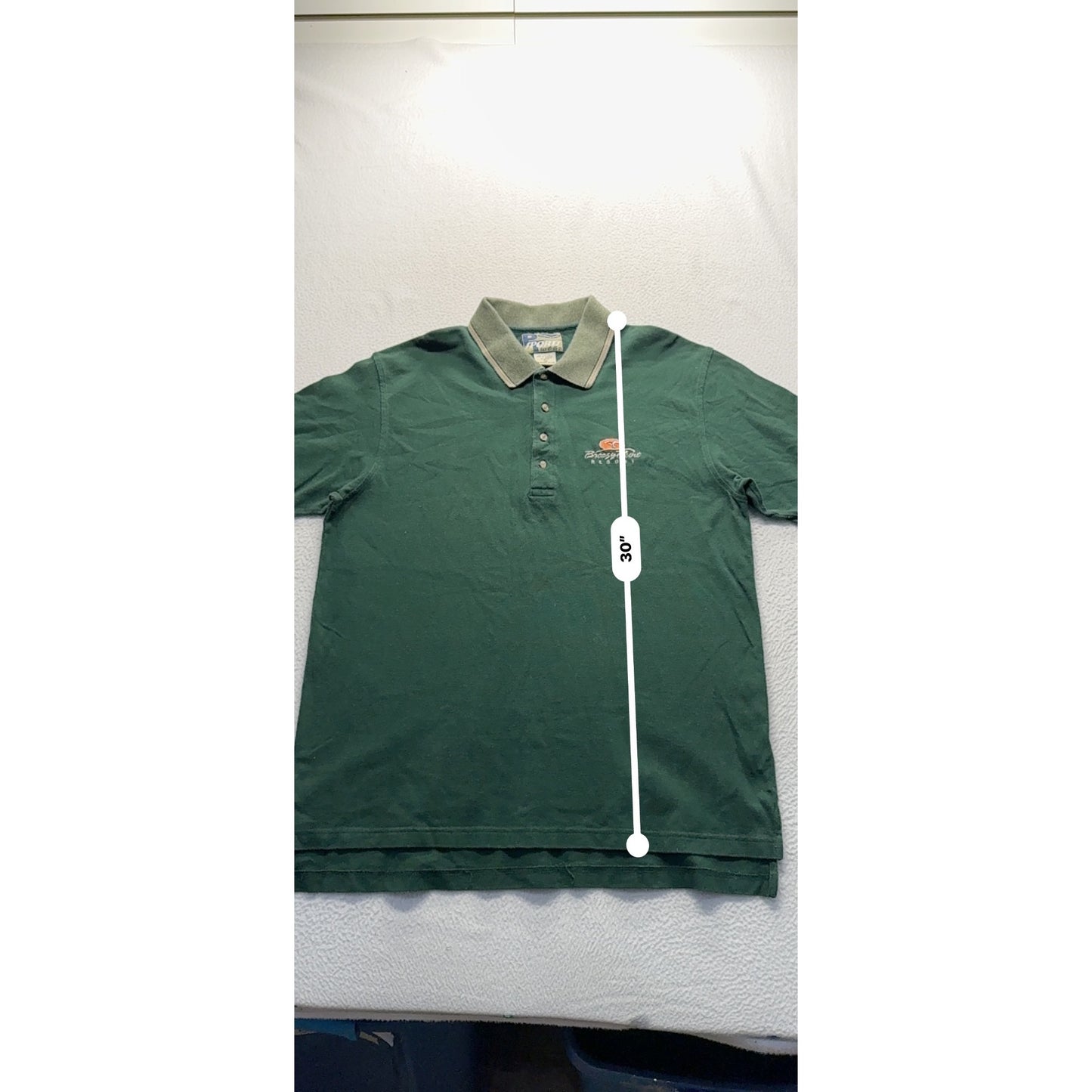 VTG PT Sports Wear Green Polo Shirt Breezy Point Resort Logo XL Cotton #9081