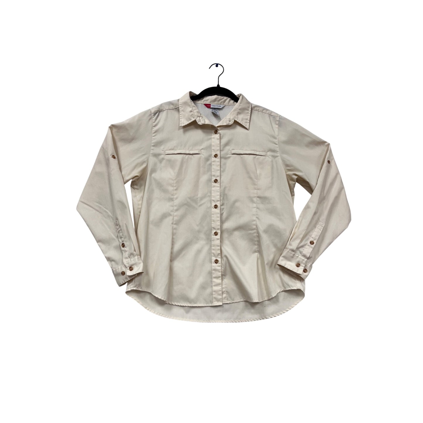 L.L. Bean Traveler Beige Button-Down Shirt Size M #429A
