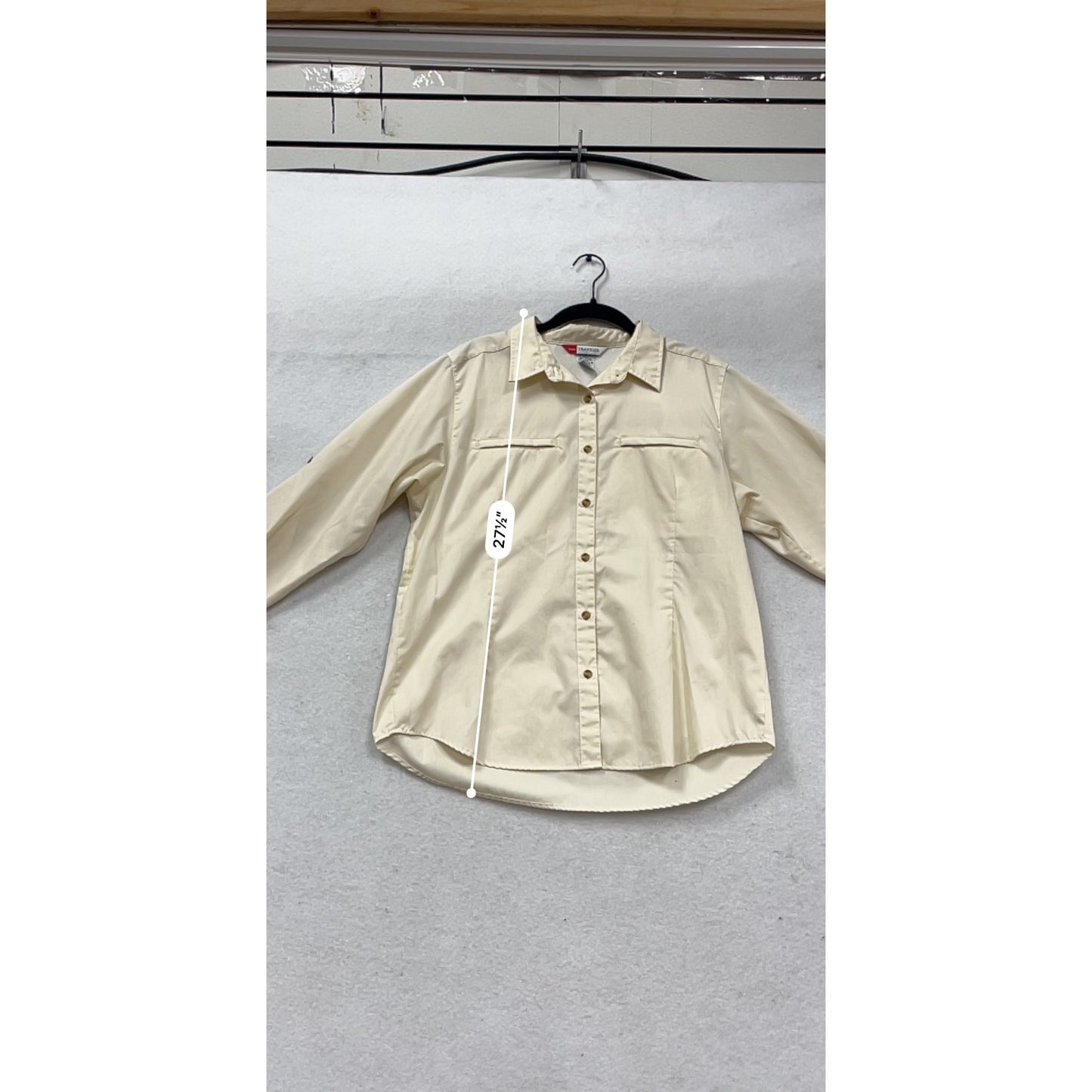 L.L. Bean Traveler Beige Button-Down Shirt Size M #429A