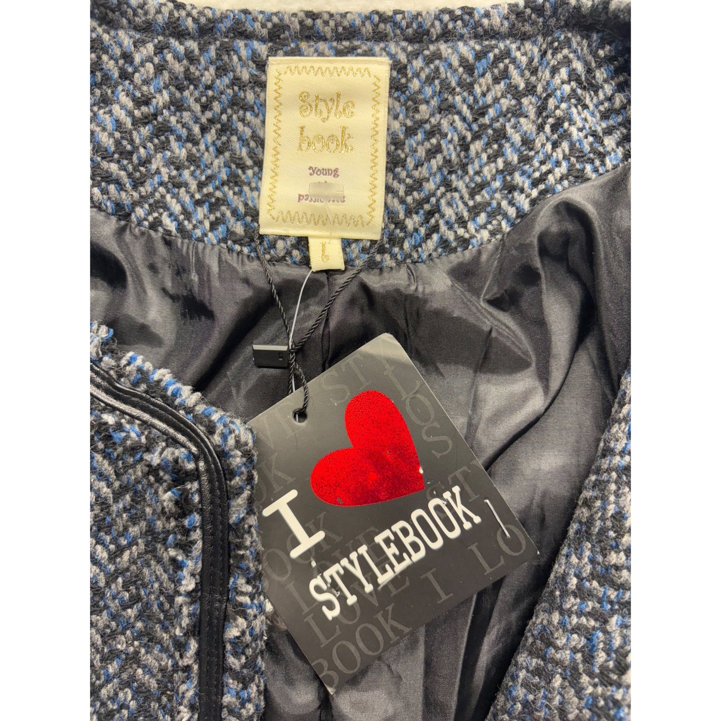 Stylebook Womens Wool blend Cropped Tweed Button Blazer #7692
