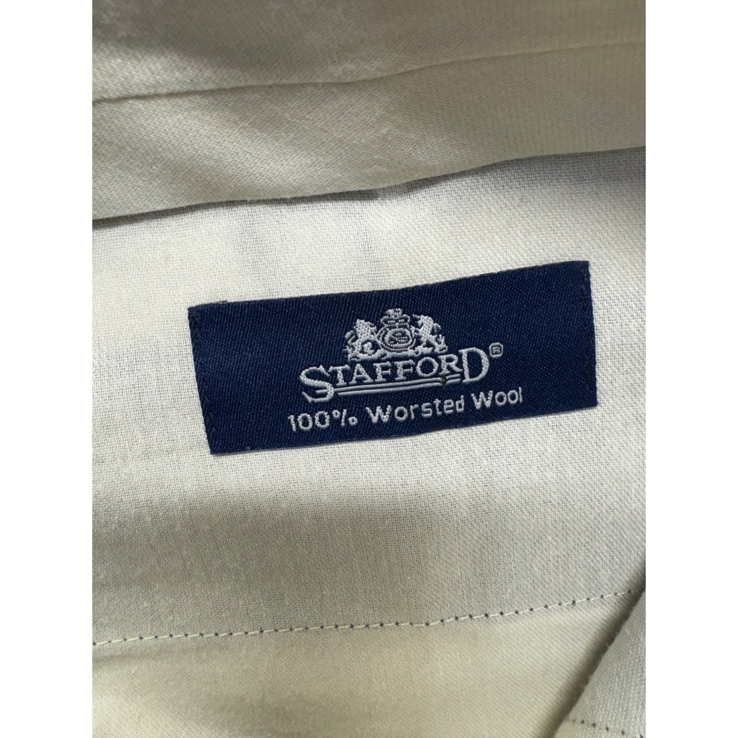 Stafford Mens 100% Worsted Wool Pleated Dress Pants 34x32 Gray Plaid #7948