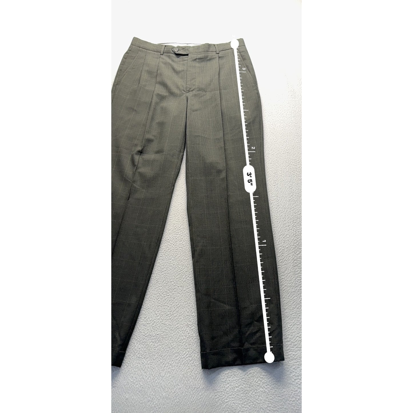 Stafford Mens 100% Worsted Wool Pleated Dress Pants 34x32 Gray Plaid #7948