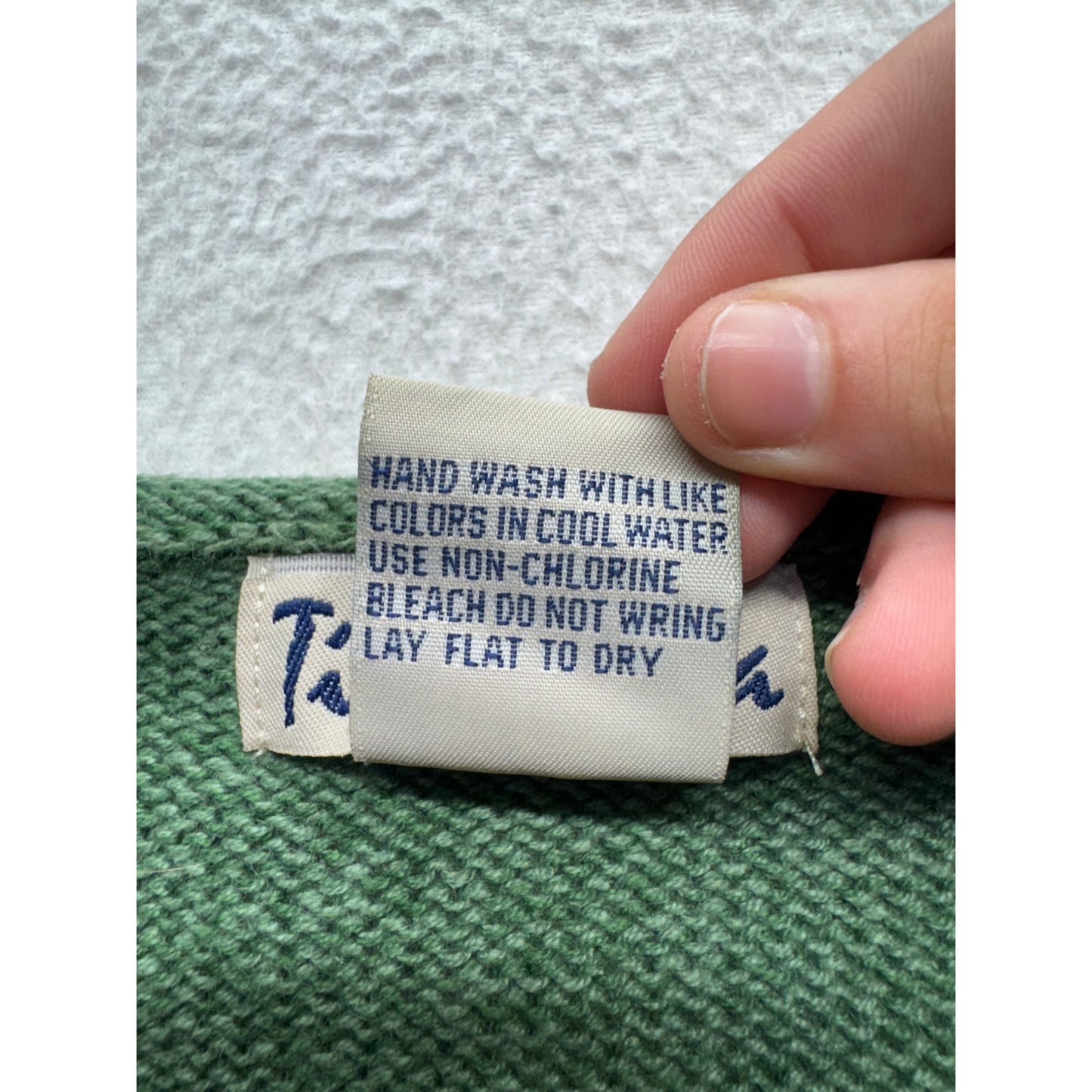 Timberlees Embroidered Botanical Bird Knit Sweater Green Ramie Cotton M #9589