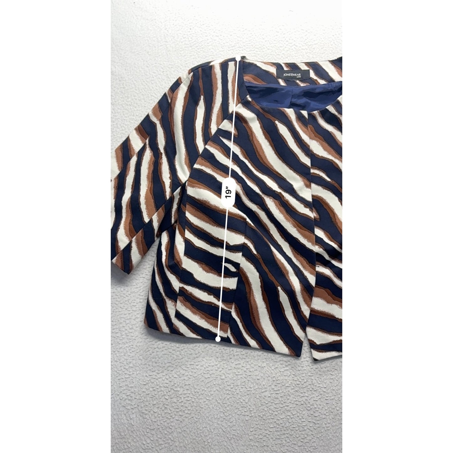 Jones Wear Petite Zebra Print Open-Front Jacket 3/4 Sleeve #7727