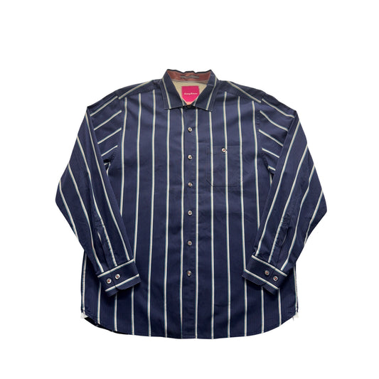Tommy Bahama Mens Long Sleeve Navy Striped Button-Down Shirt #9980