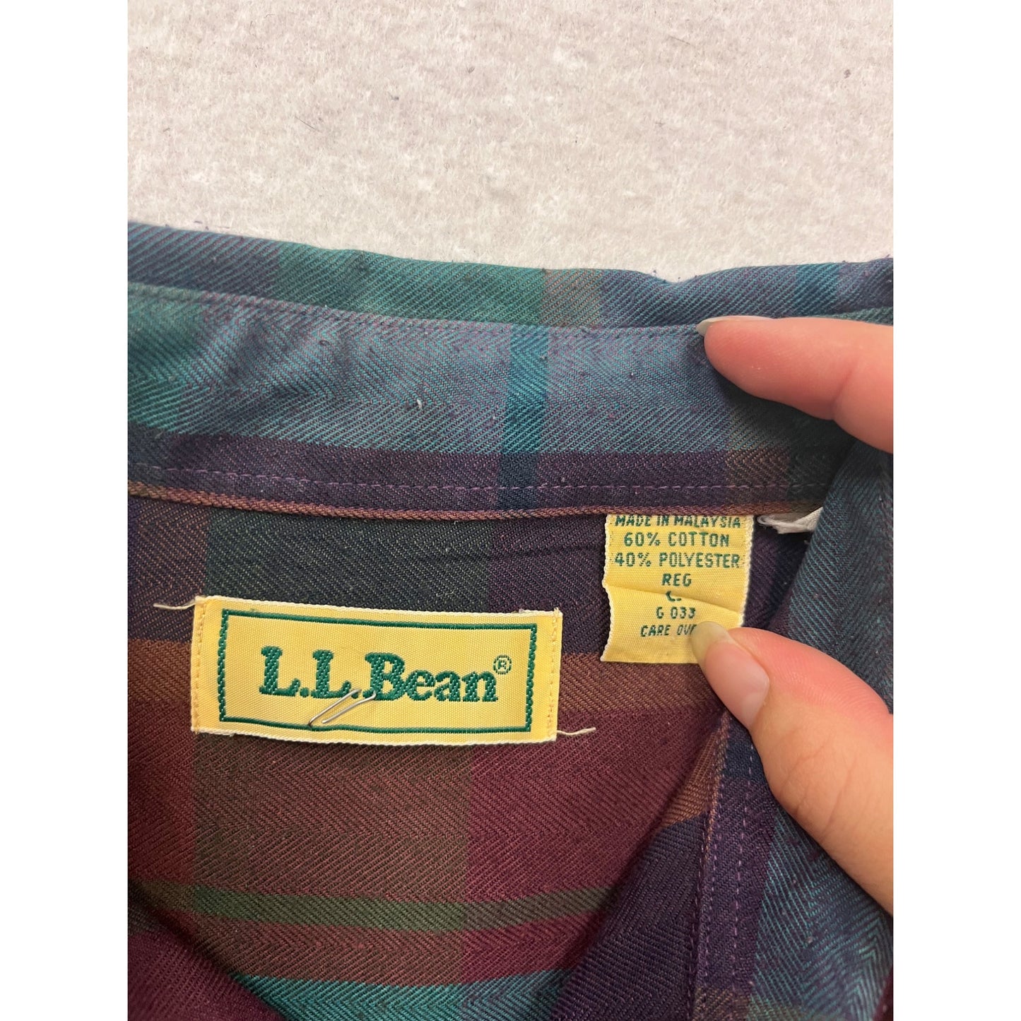 L.L. Bean Plaid Long-Sleeve Button-Up Shirt Size L #231A