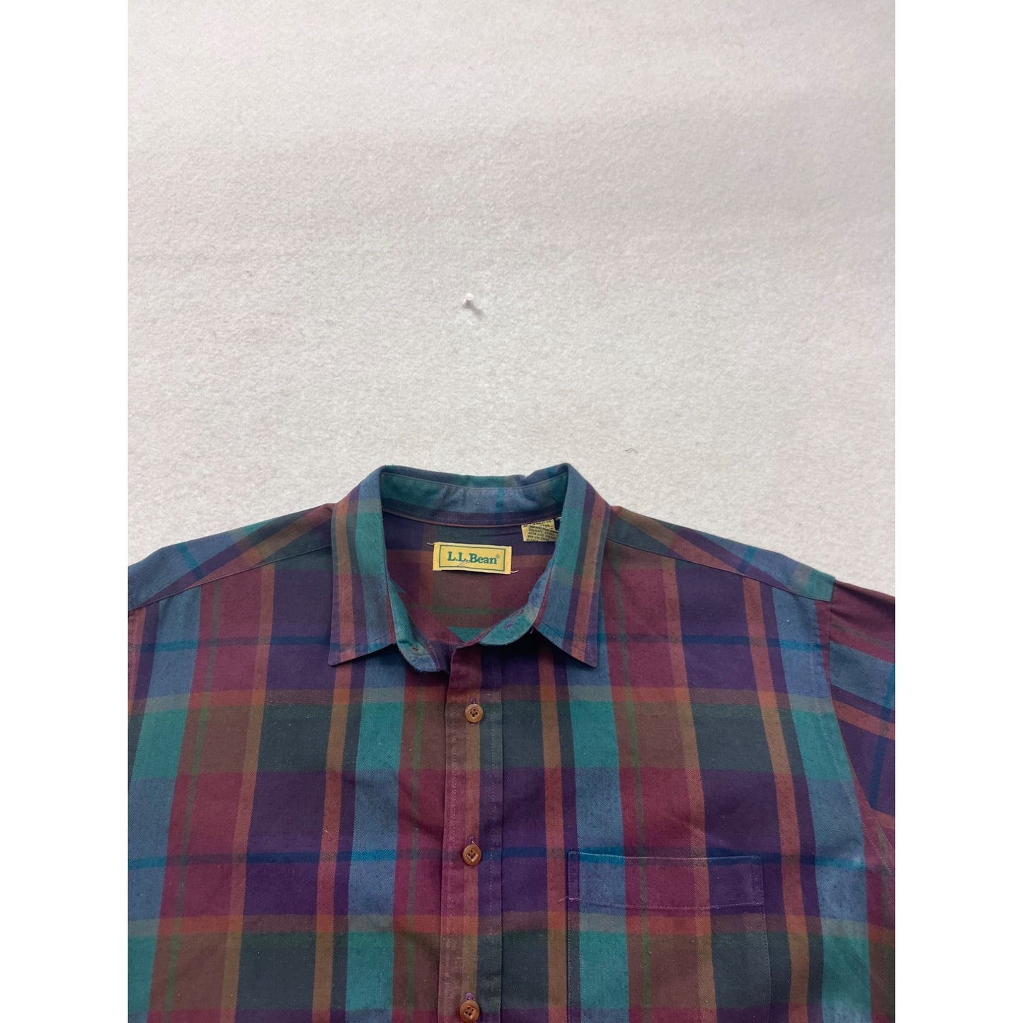 L.L. Bean Plaid Long-Sleeve Button-Up Shirt Size L #231A